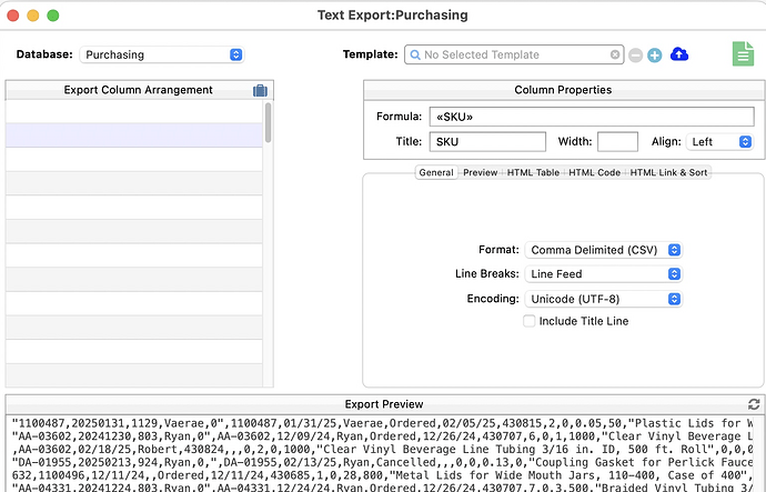 Text Export does not show fields