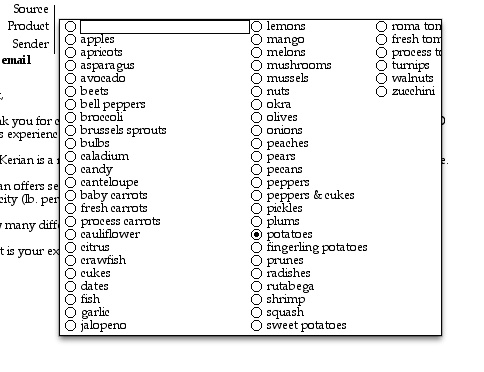 Pan 6 Multiple Column Choice List