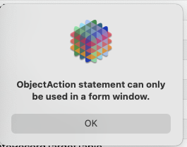 ObjectAction statement can only