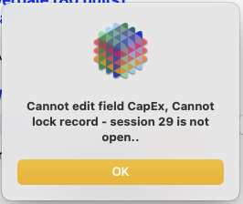 Cannot edit field CapEx, Cannot